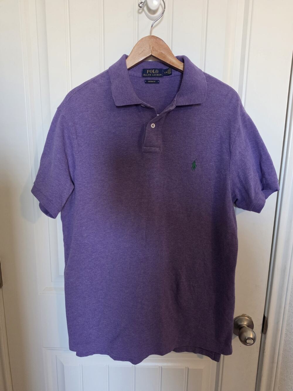 Polo Ralph Lauren Men's Large Purple Green Pony Short Sleeve Polo Preppy Golf